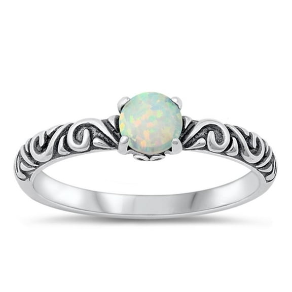 CHOOSE YOUR COLOR White Simulated Opal Wholesale Ring .925 Sterling Silver Chic Boho Band CZ Female Size 10