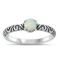 thumbnail image 1 of CHOOSE YOUR COLOR White Simulated Opal Wholesale Ring .925 Sterling Silver Chic Boho Band CZ Female Size 8, 1 of 4