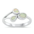 thumbnail image 1 of CHOOSE YOUR COLOR White Simulated Opal Wholesale Ring .925 Sterling Silver Teardrop Band CZ Female Size 5, 1 of 4