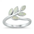 thumbnail image 1 of CHOOSE YOUR COLOR White Simulated Opal Woodland Plant Branch Ring .925 Sterling Silver CZ Female Size 8, 1 of 4