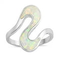 thumbnail image 1 of CHOOSE YOUR COLOR White Simulated Opal Zig Zag S Shape Wave Ring .925 Sterling Silver Band CZ Female Size 7, 1 of 4
