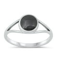 thumbnail image 1 of CHOOSE YOUR COLOR Wholesale Chunk Ring .925 Sterling Silver Round Black Simulated Agate Band CZ Female Size 10, 1 of 4