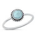 thumbnail image 1 of CHOOSE YOUR COLOR Wholesale Larimar Ring .925 Sterling Silver Bali Style Flower Band Blue CZ Female Size 5, 1 of 4