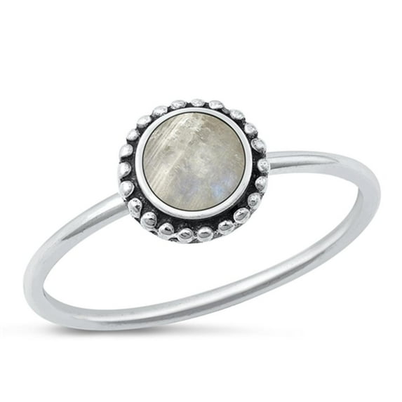 CHOOSE YOUR COLOR Wholesale Moonstone Ring .925 Sterling Silver Bali Style Flower Band White CZ Female Size 9