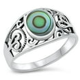 thumbnail image 1 of CHOOSE YOUR COLOR Wide Abalone Filigree Bali Rope Ring .925 Sterling Silver Band Jewelry Female Size 8, 1 of 4