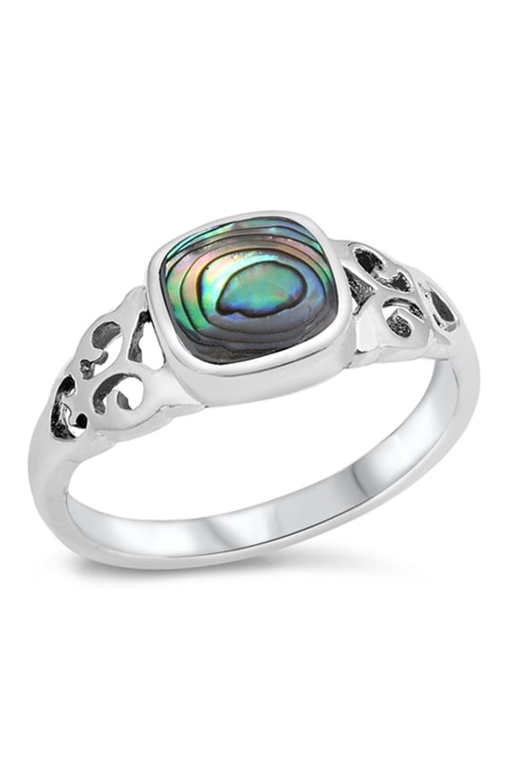 CHOOSE YOUR COLOR Women's Abalone Ring .925 Sterling Silver Band Jewelry Female Male Unisex Size 9