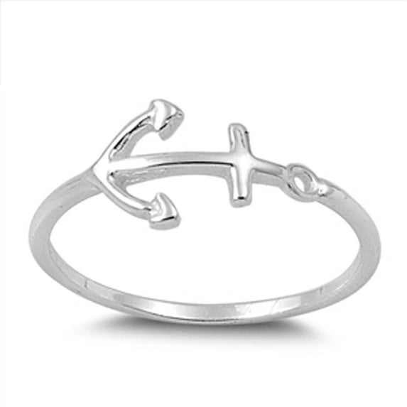 CHOOSE YOUR COLOR Women's Anchor Ring .925 Sterling Silver Band Jewelry Female Male Unisex Size 5