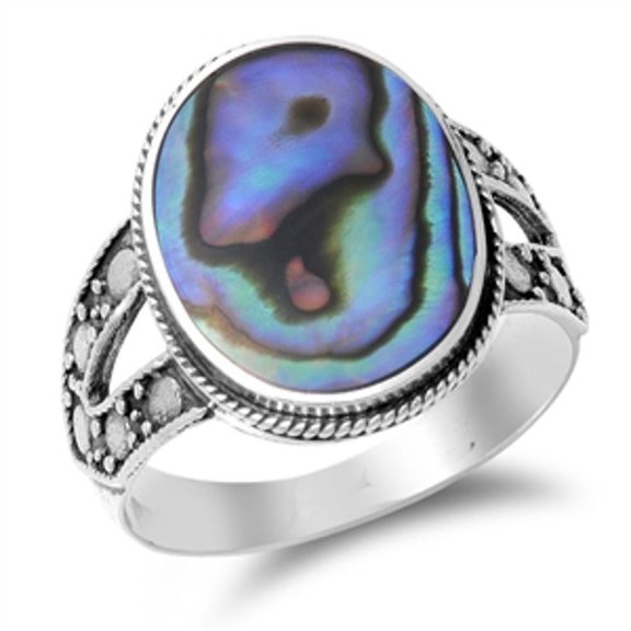 CHOOSE YOUR COLOR Women's Bali Abalone Ring .925 Sterling Silver Band Jewelry Female Male Size 7