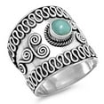 thumbnail image 1 of CHOOSE YOUR COLOR Women's Bali Ring Simulated Turquoise .925 Sterling Silver Band Blue CZ Female Size 10, 1 of 4