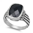 thumbnail image 1 of CHOOSE YOUR COLOR Women's Black CZ Ring .925 Sterling Silver Bali Band Jewelry Female Size 11, 1 of 4