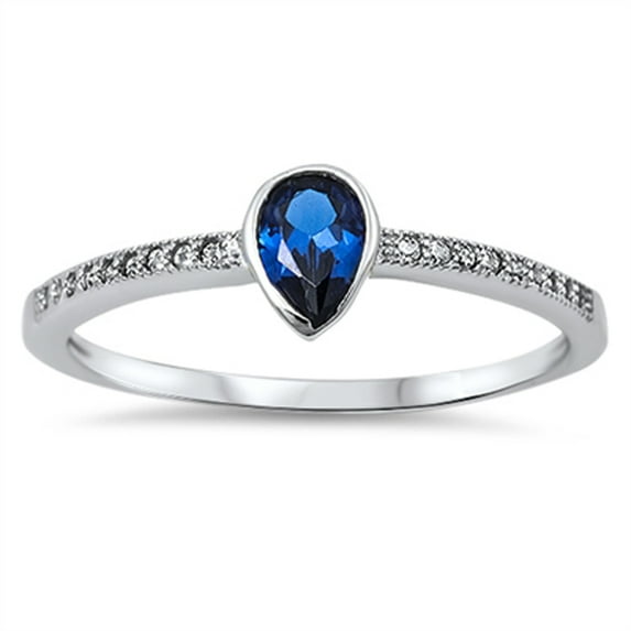 CHOOSE YOUR COLOR Women's Blue Simulated Sapphire Ring .925 Sterling Silver Band CZ Female Size 6