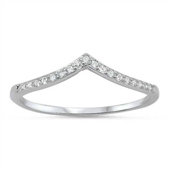 CHOOSE YOUR COLOR Women's Chevron White CZ Promise Ring .925 Sterling Silver Band Female Size 10