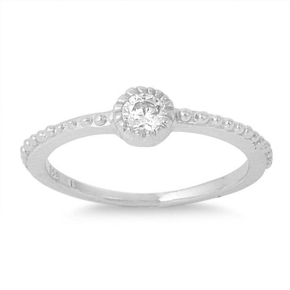 CHOOSE YOUR COLOR Women's Clear CZ Ball Design Ring .925 Sterling Silver Band White Female Size 10