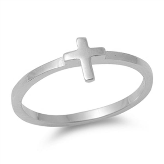 CHOOSE YOUR COLOR Women's Cross Christian Ring .925 Sterling Silver Band Jewelry Female Male Size 11