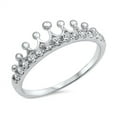 thumbnail image 1 of CHOOSE YOUR COLOR Women's Crown Tiara White CZ Princess Ring .925 Sterling Silver Band Female Size 10, 1 of 4