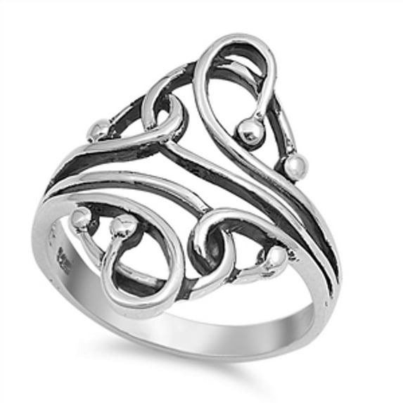 CHOOSE YOUR COLOR Women's Curved Ball Abstract Ring .925 Sterling Silver Band Jewelry Female Size 10
