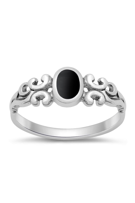 CHOOSE YOUR COLOR Women's Designer Simulated Black Onyx Ring .925 Sterling Silver Band CZ Female Size 5