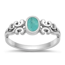 CHOOSE YOUR COLOR Women's Designer Simulated Turquoise Promise Ring .925 Sterling Silver Band Blue CZ Female Size 6