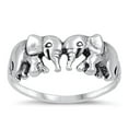 thumbnail image 1 of CHOOSE YOUR COLOR Women's Elephant Pair Ring .925 Sterling Silver Band Jewelry Female Male Size 11, 1 of 4