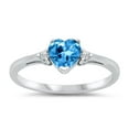 thumbnail image 1 of CHOOSE YOUR COLOR Women's Heart Blue Simulated Topaz Promise Ring 925 Sterling Silver Band CZ Female Size 5, 1 of 4