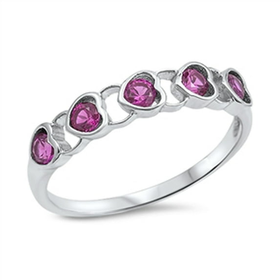 CHOOSE YOUR COLOR Women's Heart Simulated Ruby Promise Ring .925 Sterling Silver Band Red CZ Female Size 8