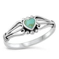 thumbnail image 1 of CHOOSE YOUR COLOR Women's Heart Simulated Turquoise Promise Ring .925 Sterling Silver Band Blue CZ Female Size 2, 1 of 4
