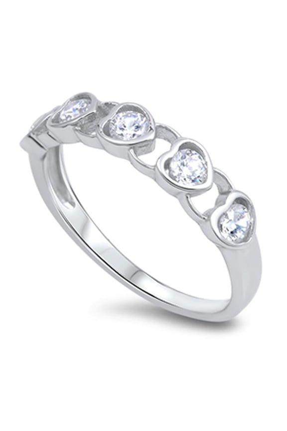 CHOOSE YOUR COLOR Women's Heart White CZ Promise Ring 925 Sterling Silver Love Band Female Size 6