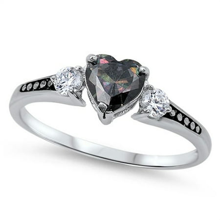 CHOOSE YOUR COLOR Women's Multi-color CZ Promise Ring .925 Sterling Silver Band Black Female Size 10