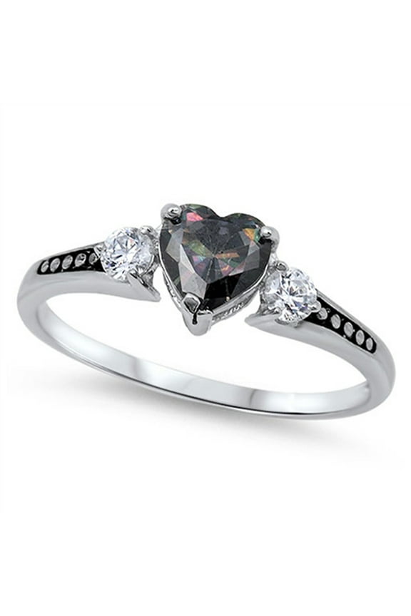 CHOOSE YOUR COLOR Women's Multi-color CZ Promise Ring .925 Sterling Silver Band Black Female Size 13