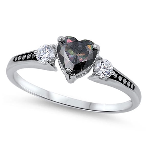 CHOOSE YOUR COLOR Women's Multi-color CZ Promise Ring .925 Sterling Silver Band Black Female Size 5