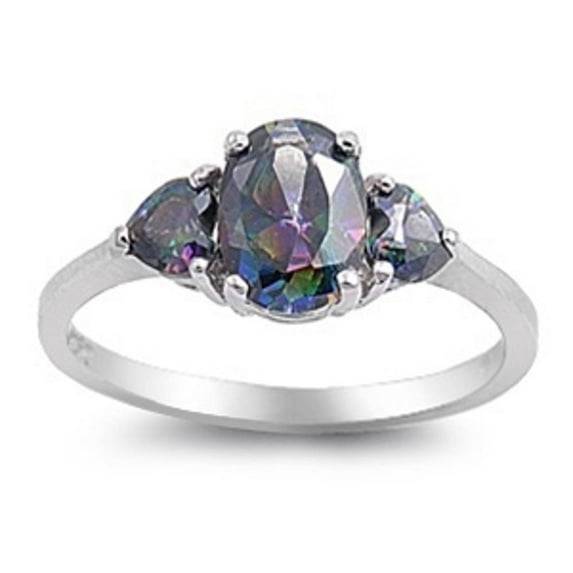 CHOOSE YOUR COLOR Women's Multi-color CZ Ring .925 Sterling Silver Band Black Female Size 13