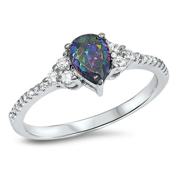 CHOOSE YOUR COLOR Women's Multi-color CZ Wholesale Ring .925 Sterling Silver Band Black Female Size 6