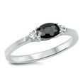 thumbnail image 1 of CHOOSE YOUR COLOR Women's Oval Black CZ Ring .925 Sterling Silver Band Jewelry Female Size 9, 1 of 4