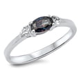 thumbnail image 1 of CHOOSE YOUR COLOR Women's Oval Multi-color CZ Promise Ring .925 Sterling Silver Band Black Female Size 7, 1 of 4
