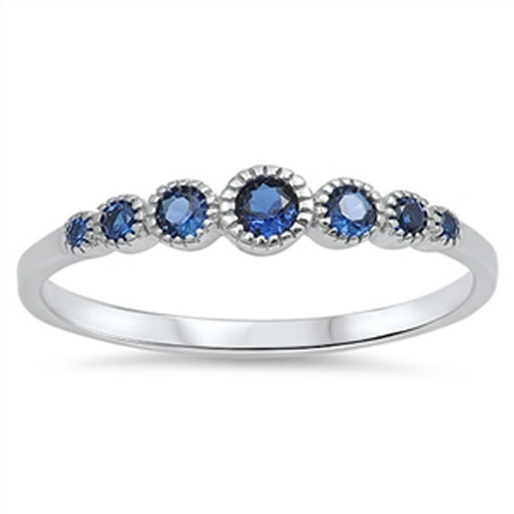 CHOOSE YOUR COLOR Women's Round Blue Simulated Sapphire Ring 925 Sterling Silver Band CZ Female Size 12