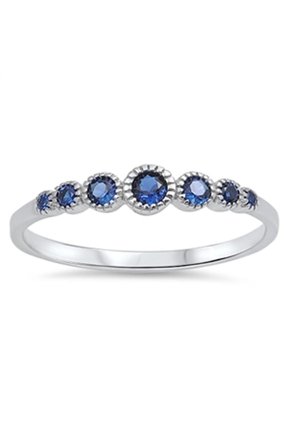 CHOOSE YOUR COLOR Women's Round Blue Simulated Sapphire Ring 925 Sterling Silver Band CZ Female Size 8