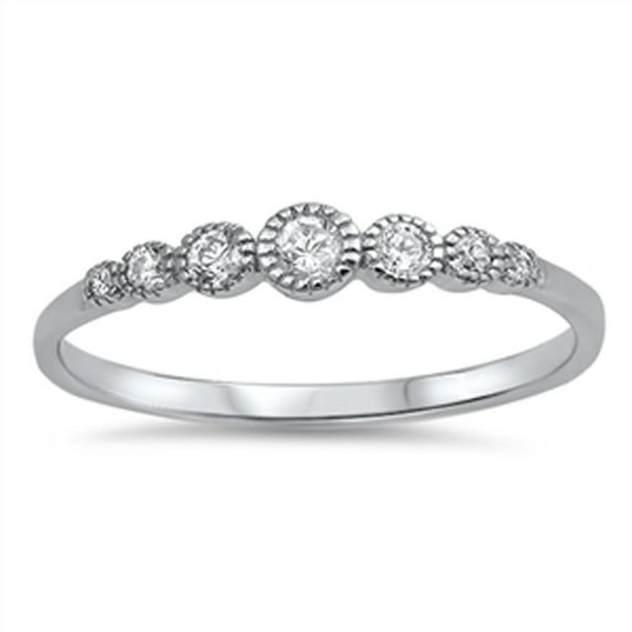 CHOOSE YOUR COLOR Women's Round White CZ Wedding Ring .925 Sterling Silver Band Female Size 5