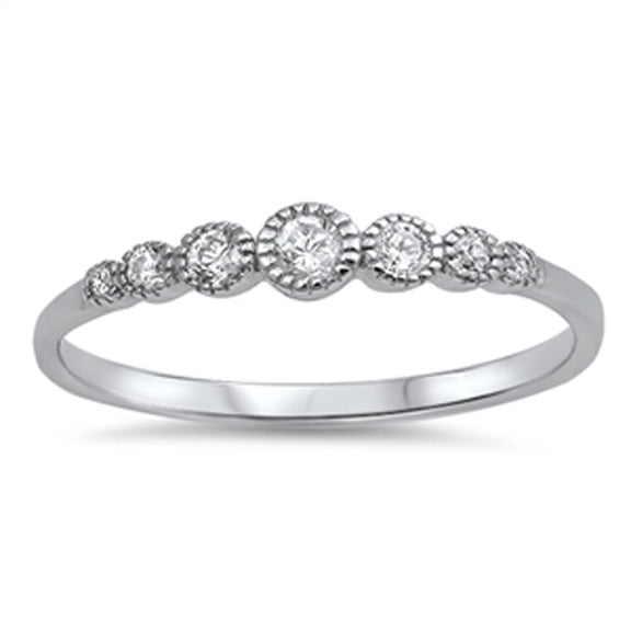CHOOSE YOUR COLOR Women's Round White CZ Wedding Ring .925 Sterling Silver Band Female Size 7