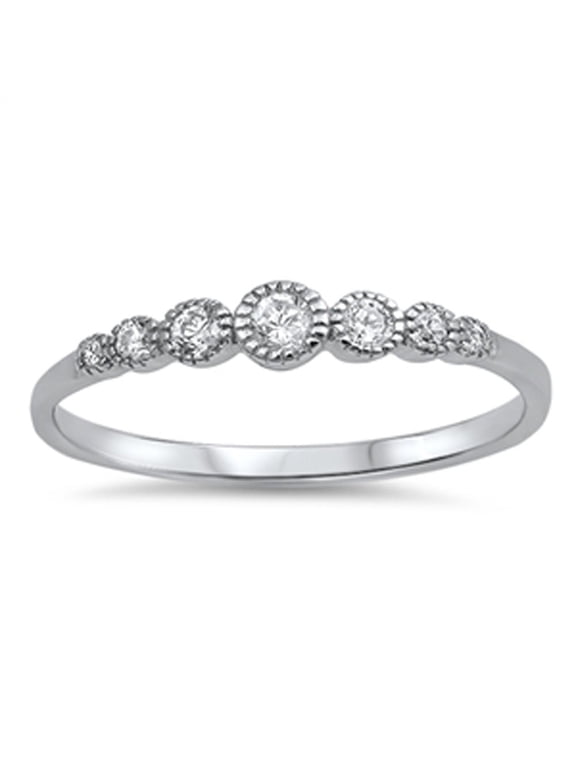 CHOOSE YOUR COLOR Women's Round White CZ Wedding Ring .925 Sterling Silver Band Female Size 7