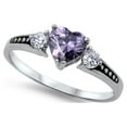 thumbnail image 1 of CHOOSE YOUR COLOR Women's Simulated Amethyst Ring .925 Sterling Silver Band Purple CZ Female Size 10, 1 of 4