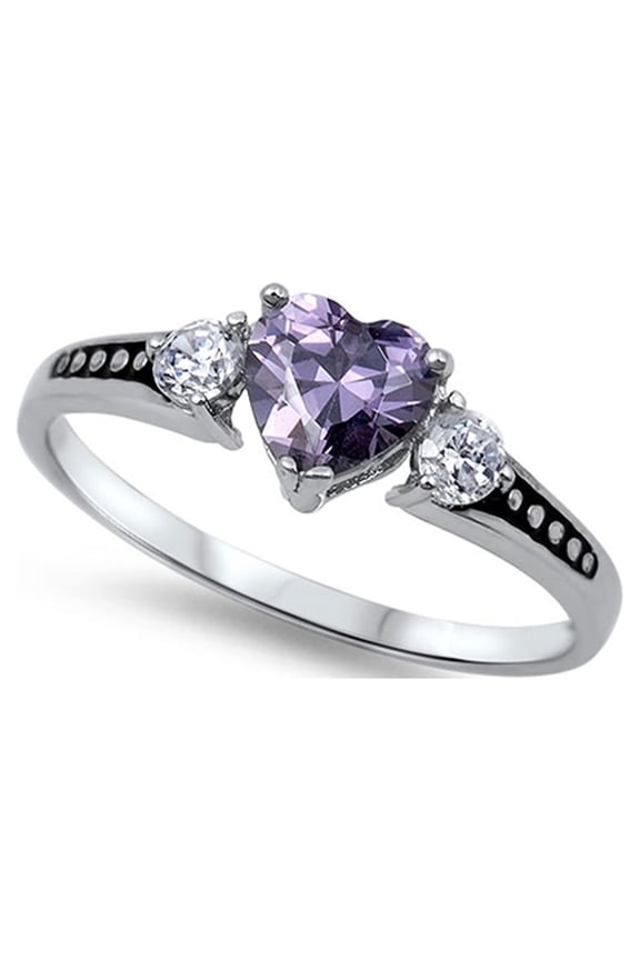 CHOOSE YOUR COLOR Women's Simulated Amethyst Ring .925 Sterling Silver Band Purple CZ Female Size 4
