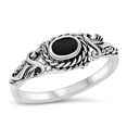 thumbnail image 1 of CHOOSE YOUR COLOR Women's Simulated Black Onyx Vintage Design Ring 925 Sterling Silver CZ Female Size 5, 1 of 4