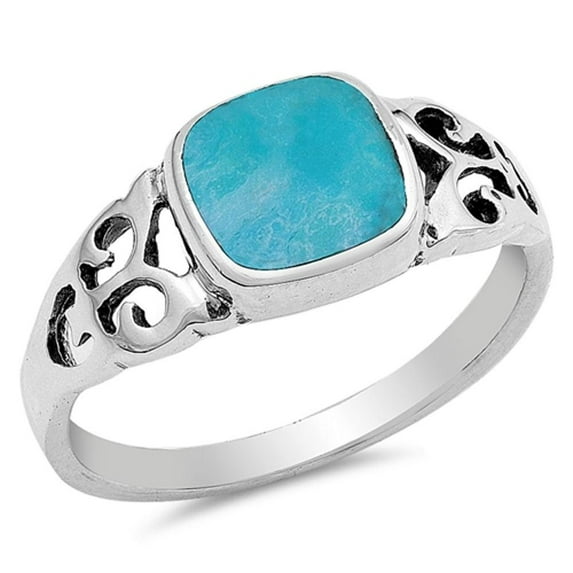 CHOOSE YOUR COLOR Women's Simulated Turquoise Celtic Ring .925 Sterling Silver Band Blue CZ Female Size 4
