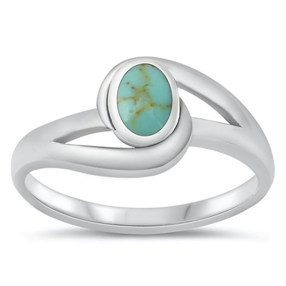 CHOOSE YOUR COLOR Women's Simulated Turquoise Ring .925 Sterling Silver Band Blue CZ Female Size 5