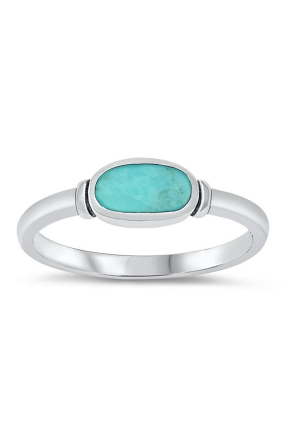 CHOOSE YOUR COLOR Women's Simulated Turquoise Ring .925 Sterling Silver Band Blue CZ Female Size 7