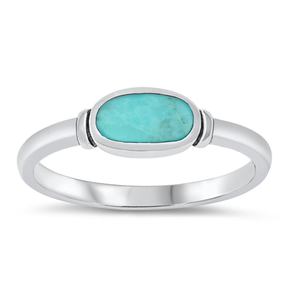 CHOOSE YOUR COLOR Women's Simulated Turquoise Ring .925 Sterling Silver ...