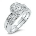 thumbnail image 1 of CHOOSE YOUR COLOR Women's Solitaire Halo Cluster Wedding Ring .925 Sterling Silver White CZ Female Size 8, 1 of 4