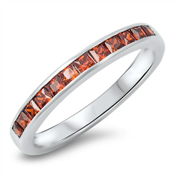 CHOOSE YOUR COLOR Women's Stackable Simulated Garnet Ring 925 Sterling Silver Band Red CZ Female Size 6