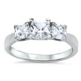 thumbnail image 1 of CHOOSE YOUR COLOR Women's Triple White CZ Ring .925 Sterling Silver Band Jewelry Female Size 9, 1 of 4