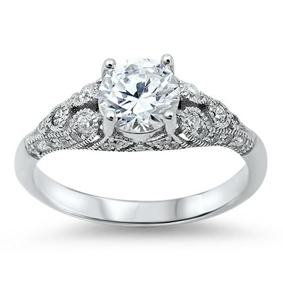 CHOOSE YOUR COLOR Women's Vintage Wedding Clear CZ Promise Ring 925 Sterling Silver White Female Size 6